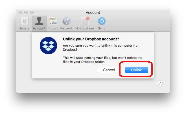 remove sync dropbox mac finder