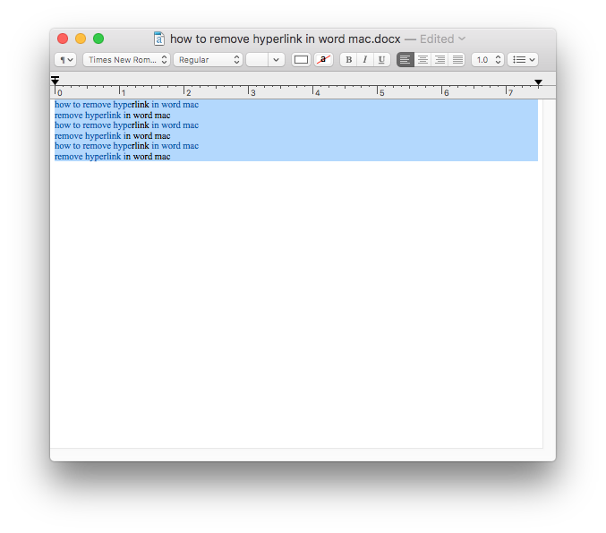 ms word remove hyperlink mac