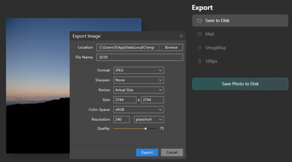 export and share