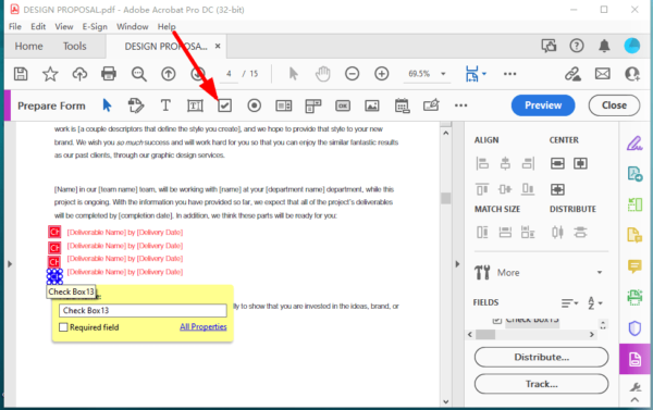 How to add a cross symbol check box in pdf (Prepare Form) using Adobe  Acrobat Pro DC 