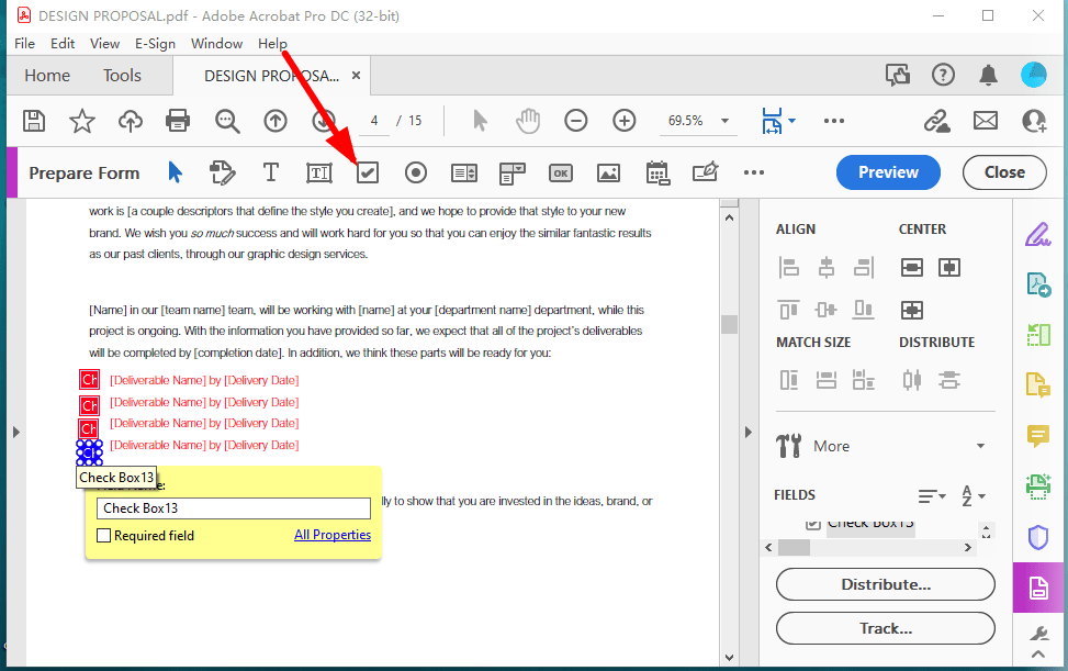 adobe pdf add checkbox