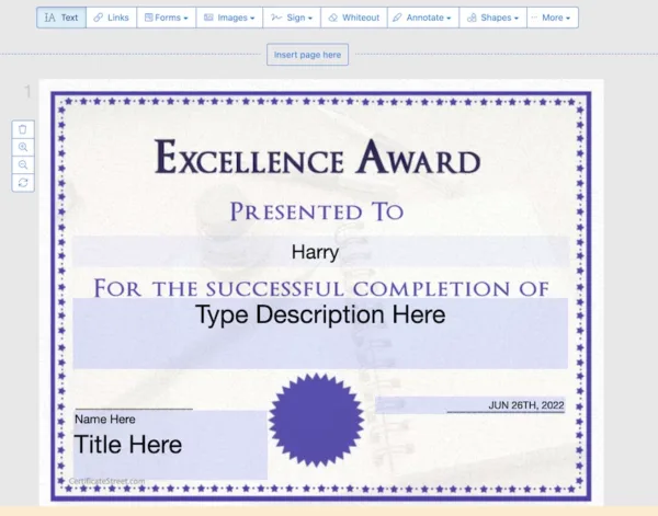 edit certificate online 1