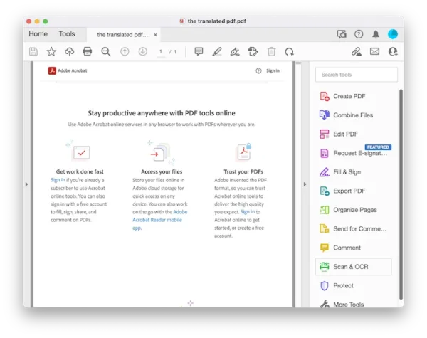 translate scanned pdf adobe 1