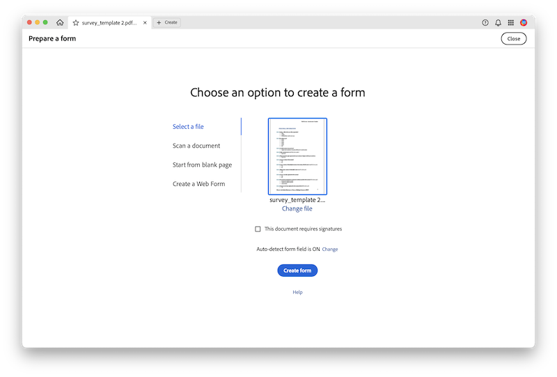create form