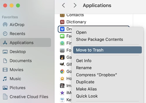 remove dropbox from mac 4