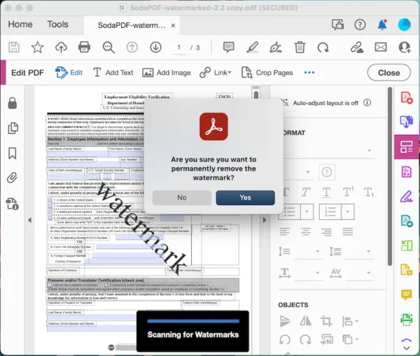 remove pdf watermark adobe 3