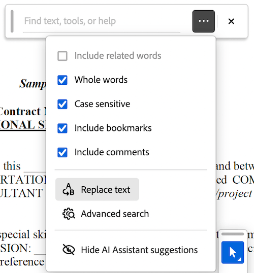 find replace adobe 2