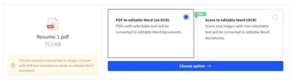 resume pdf to word online 2