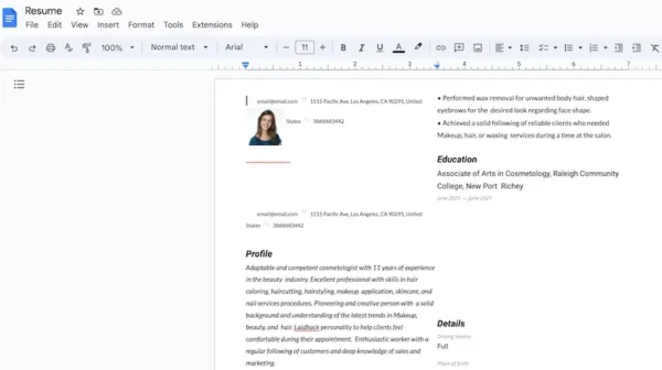 edit resume google