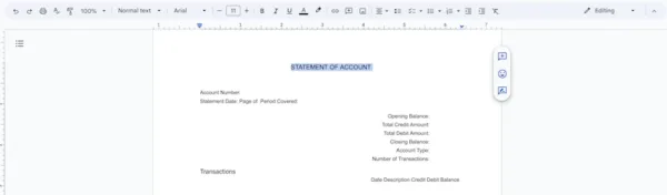 edit bank statement google 2