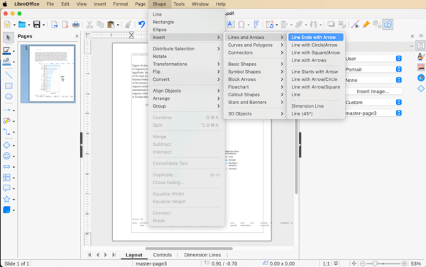 add arrow to pdf libreoffice 1