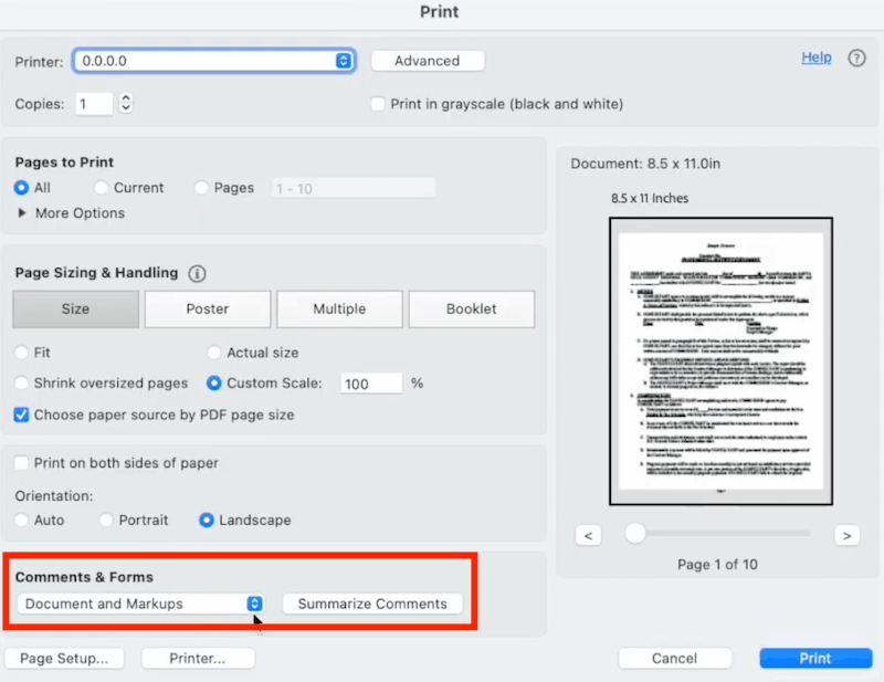 print pdf comments adobe